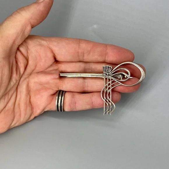 Vintage Turkish Ottoman Tie Clip Sultan Tughra Sterling Silver Suleiman Insignia - Picture 11 of 16